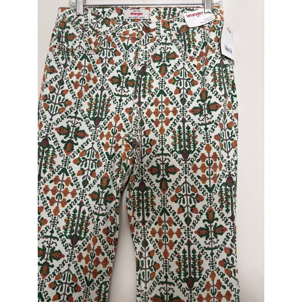 Wrangler High Rise Fierce Flare Jeans Vintage Print Boho Size 8 29/32 New - Picture 3 of 8